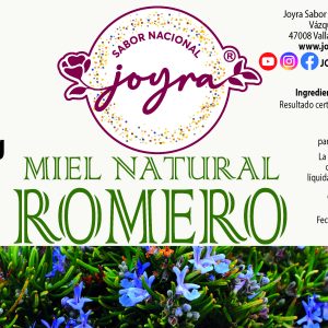 Se muestra la etiqueta de la miel de romero