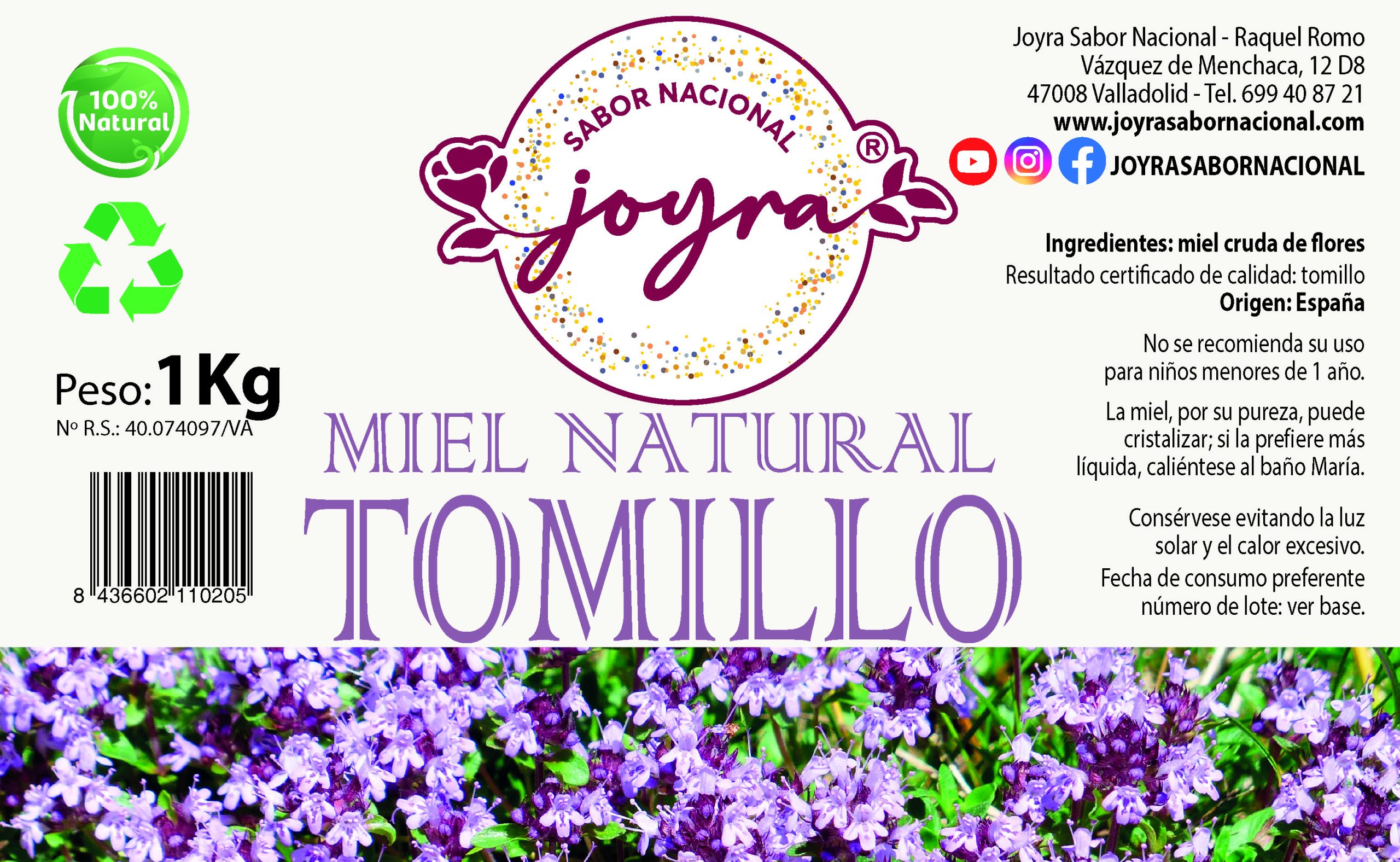 Mostrando la etiqueta de miel de tomillo