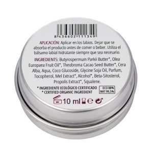Balsamo labial miel y vainilla reverso