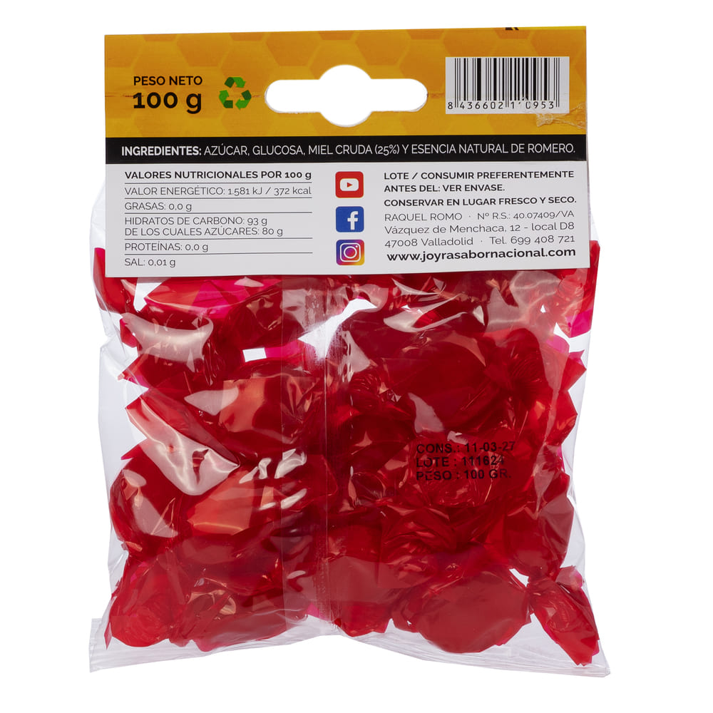 Caramelos con miel y romero reverso