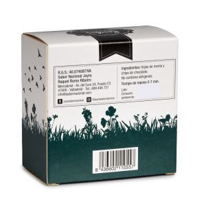 Infusion de rooibos con menta y chocolate en caja de 15 piramides reverso