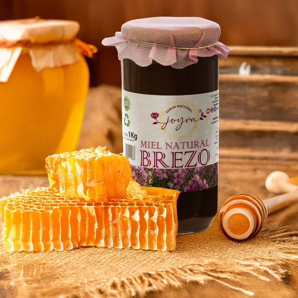 Miel de brezo con fondo rustico