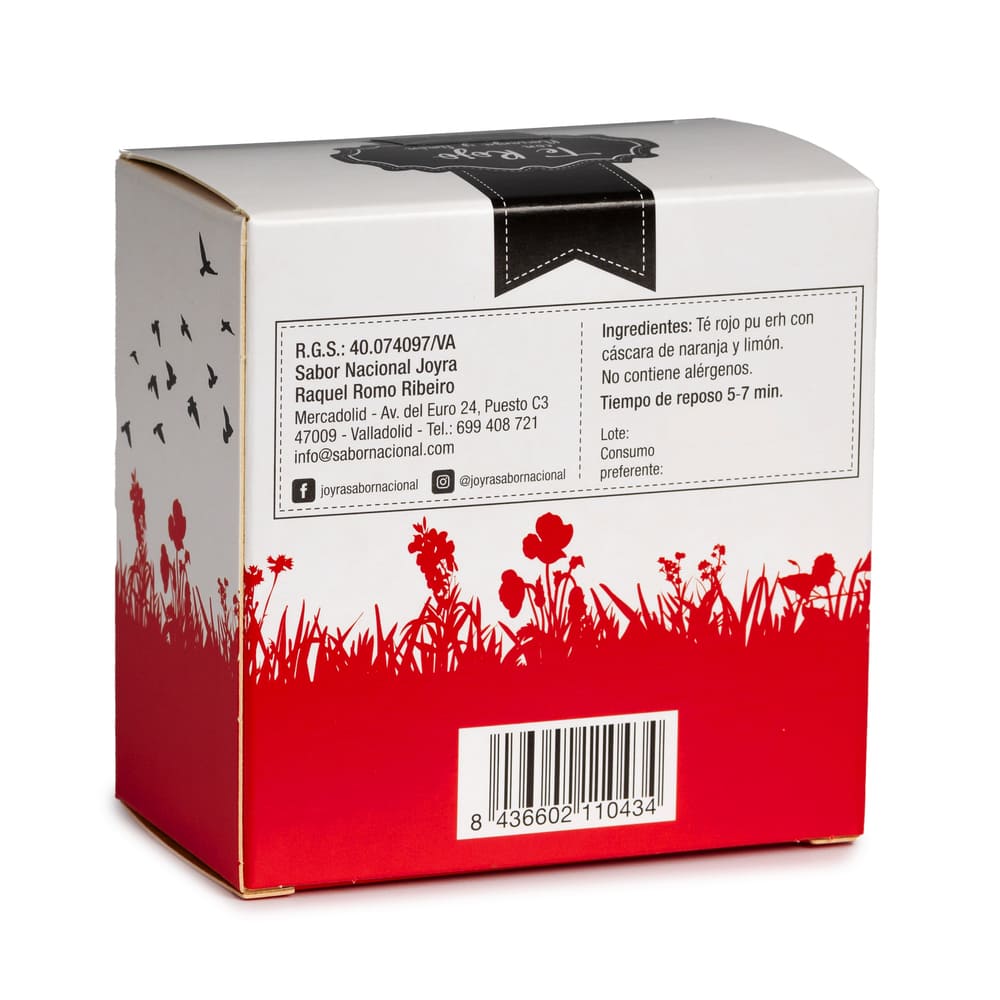 Te rojo en caja de 15 piramides reverso